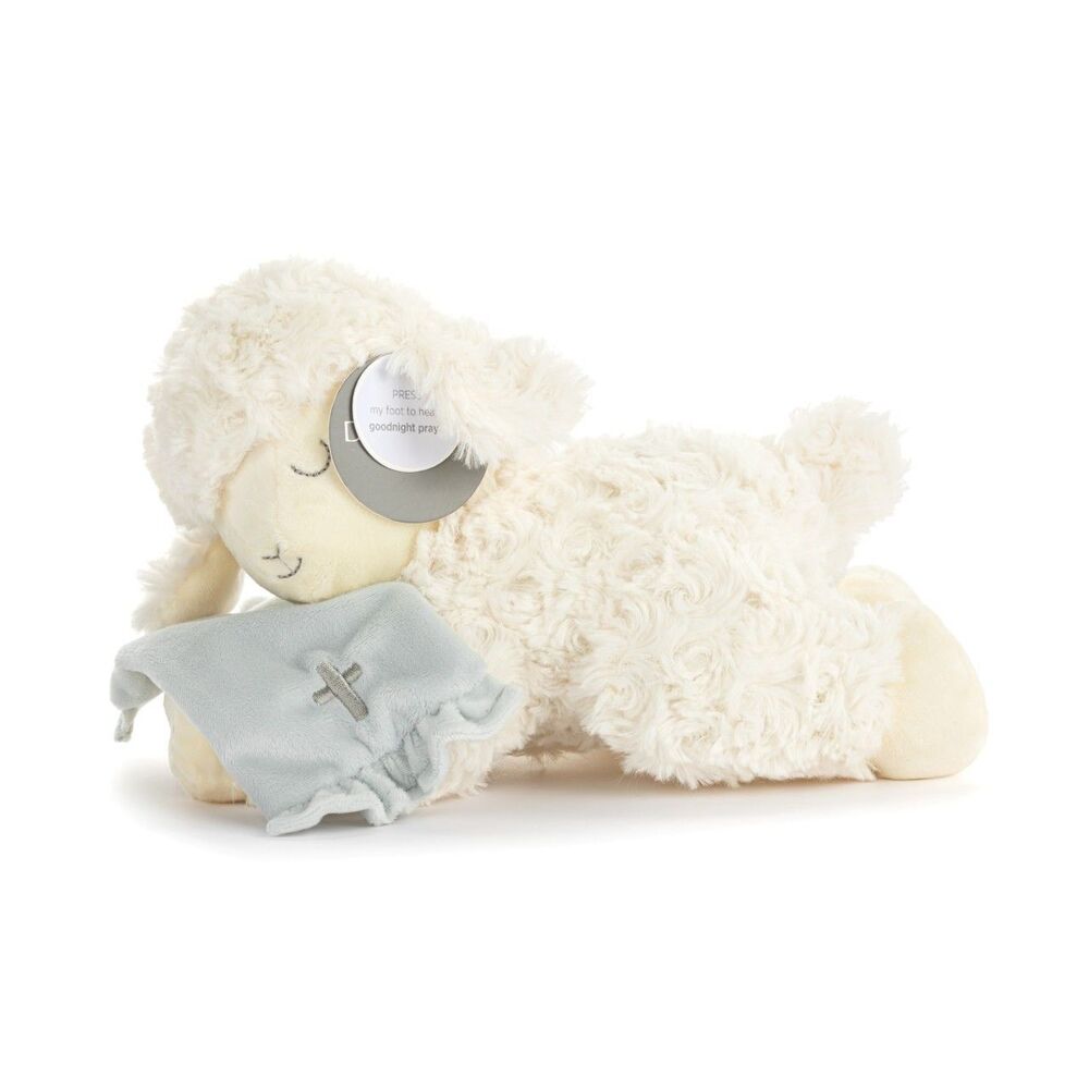 DEMDACO Goodnight Prayer Mechanical LAMB Plush Gray Blanket Says Prayer NWT